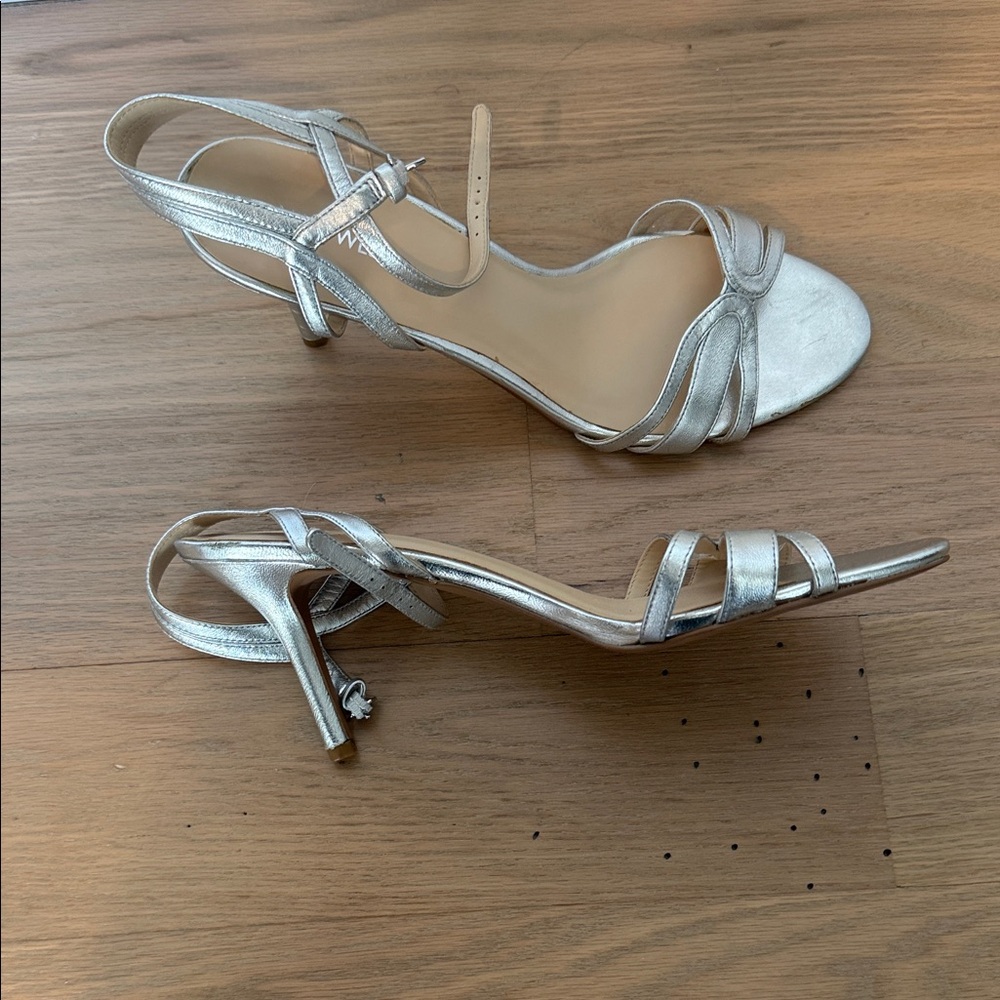 Nine West Silver Strappy Heels